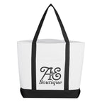 Shopper Tote Bag with Pocket - White With Black - Silk Screen