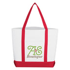 Shopper Tote Bag with Pocket - White with Red - Colorbrite
