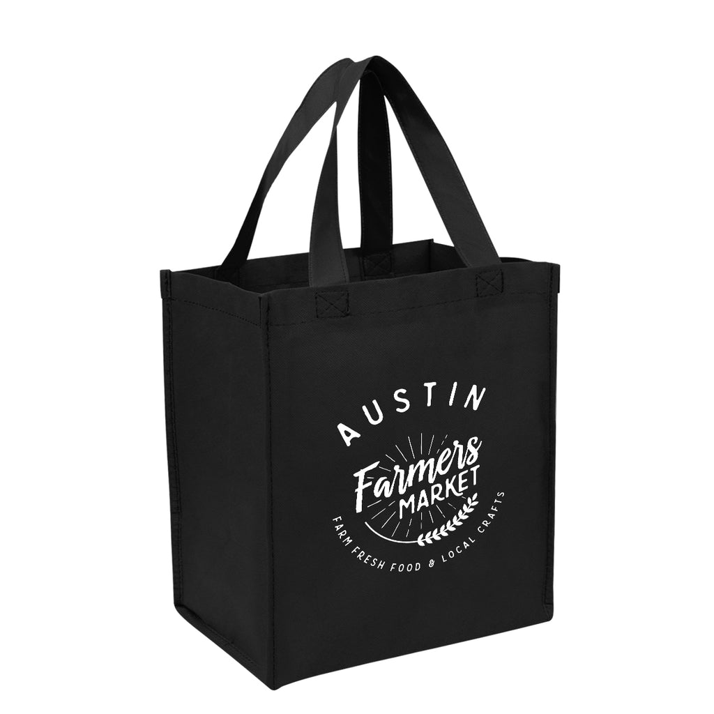 Shopping Tote Bag, Non-Woven - Black - Silk Screen