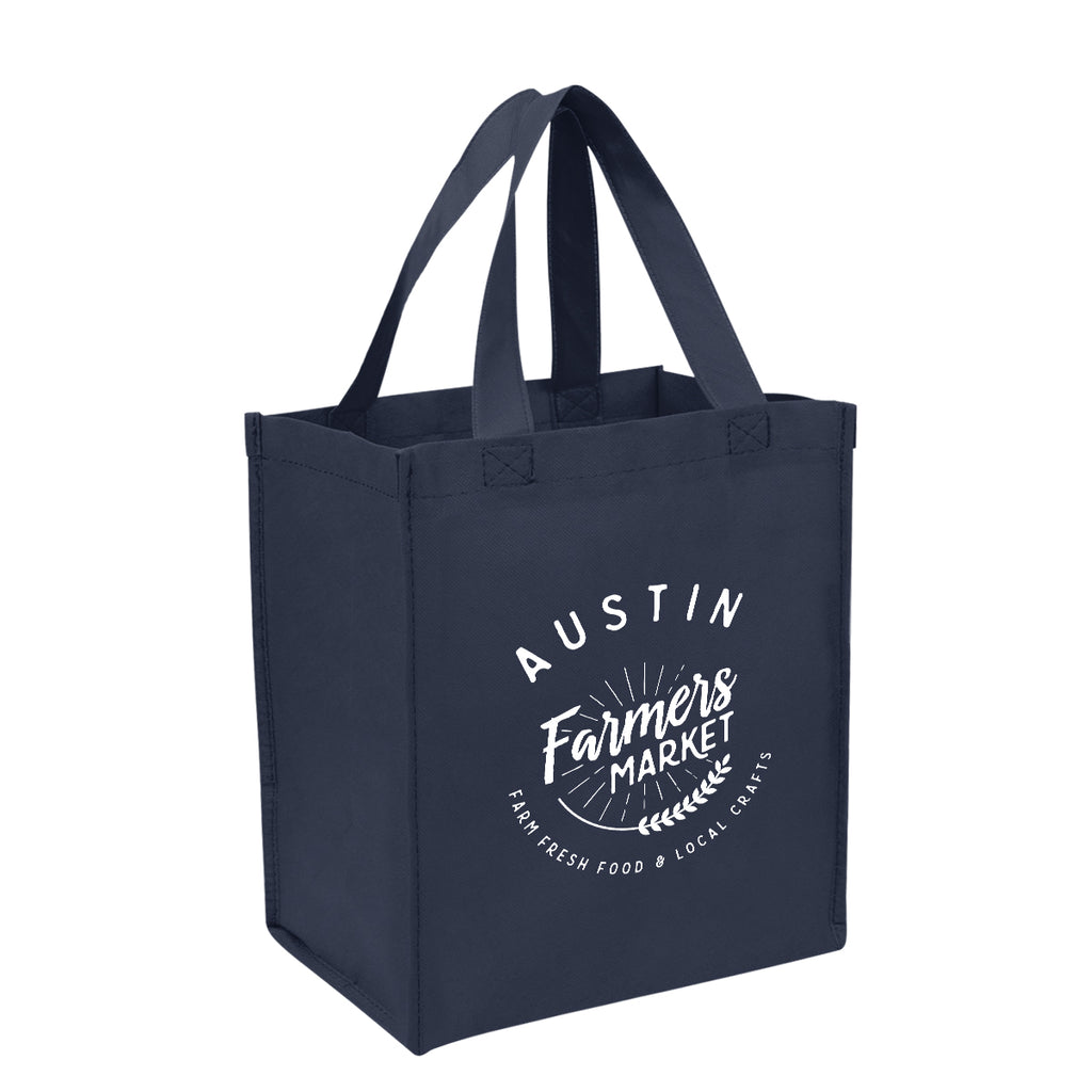 Shopping Tote Bag, Non-Woven - Navy - Silk Screen