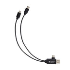 Short Recycled 5-in-1 Charging Cable, 9.8 Inch - Black - Front