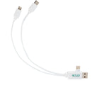 Short Recycled 5-in-1 Charging Cable, 9.8 Inch - White - Front