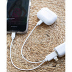 Short Recycled 5-in-1 Charging Cable, 9.8 Inch - White - Propped 2