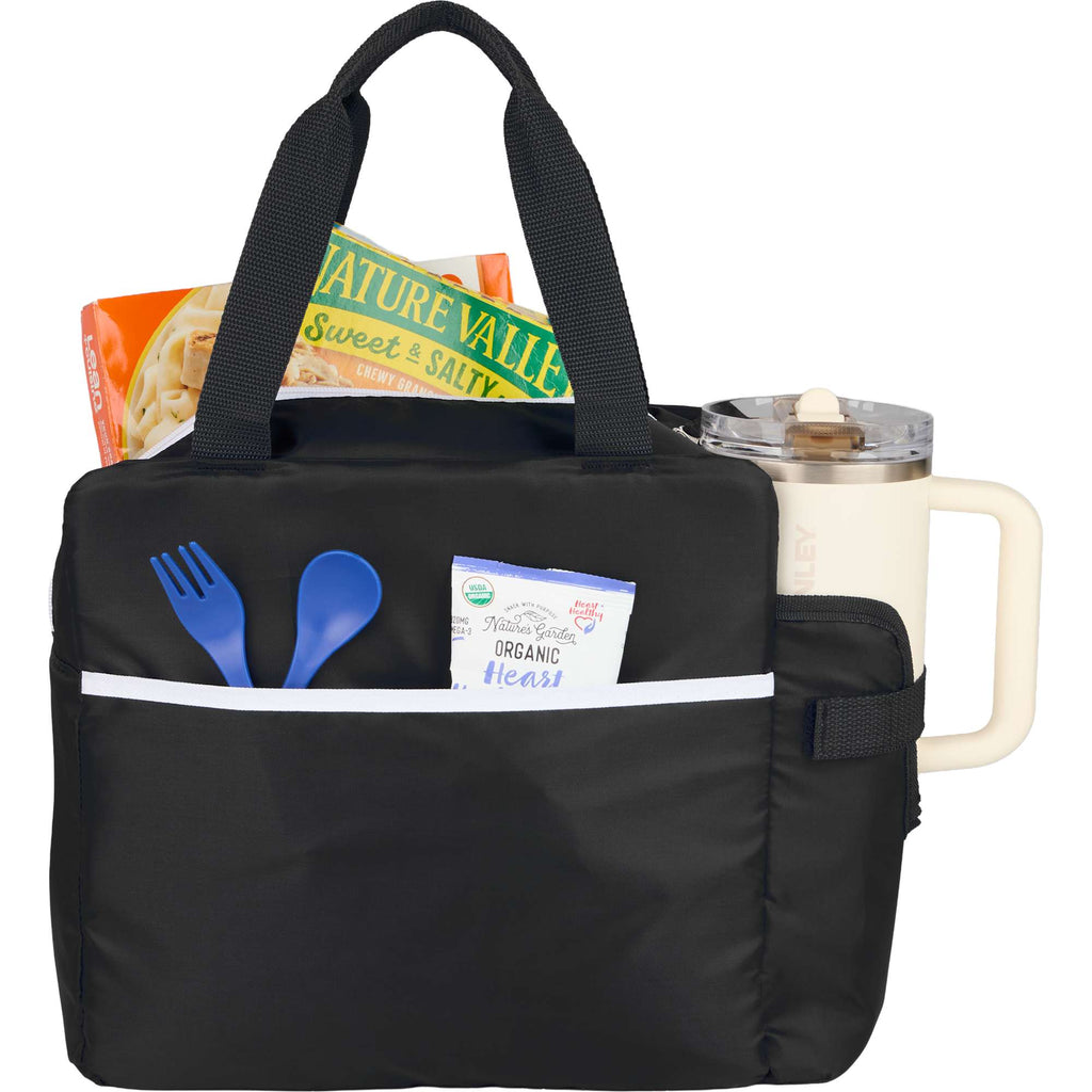 Sidecar Recycled Cooler with Bottle Pocket, 16 Cans Embroidery - Black - Propped
