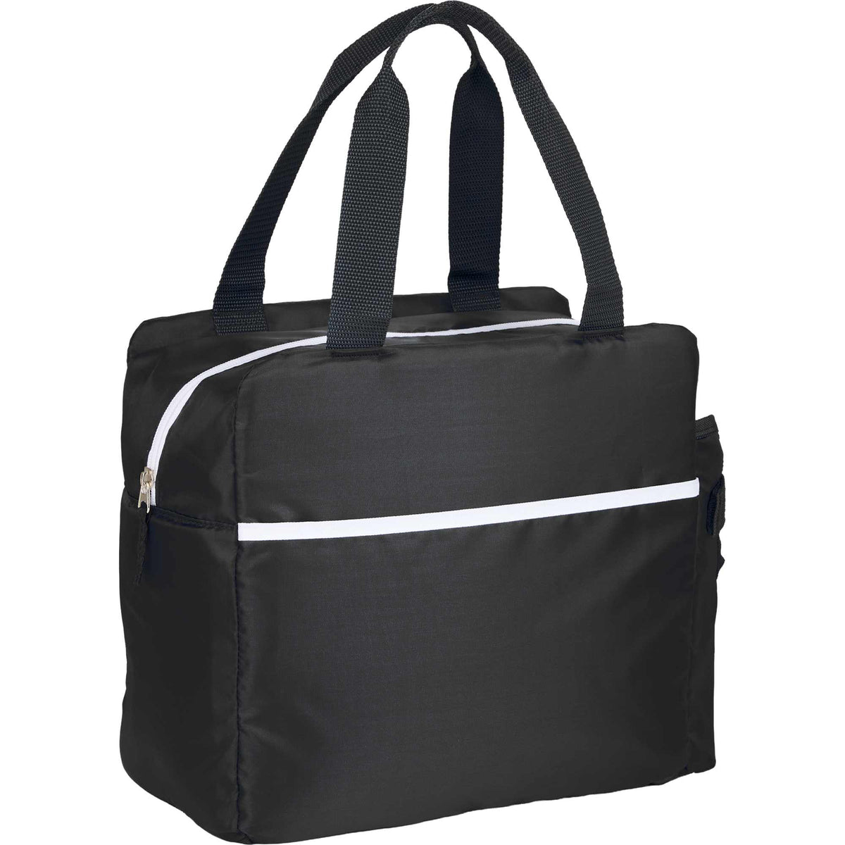 Sidecar Recycled Cooler with Bottle Pocket, 16 Cans Embroidery - Black - Right Angle