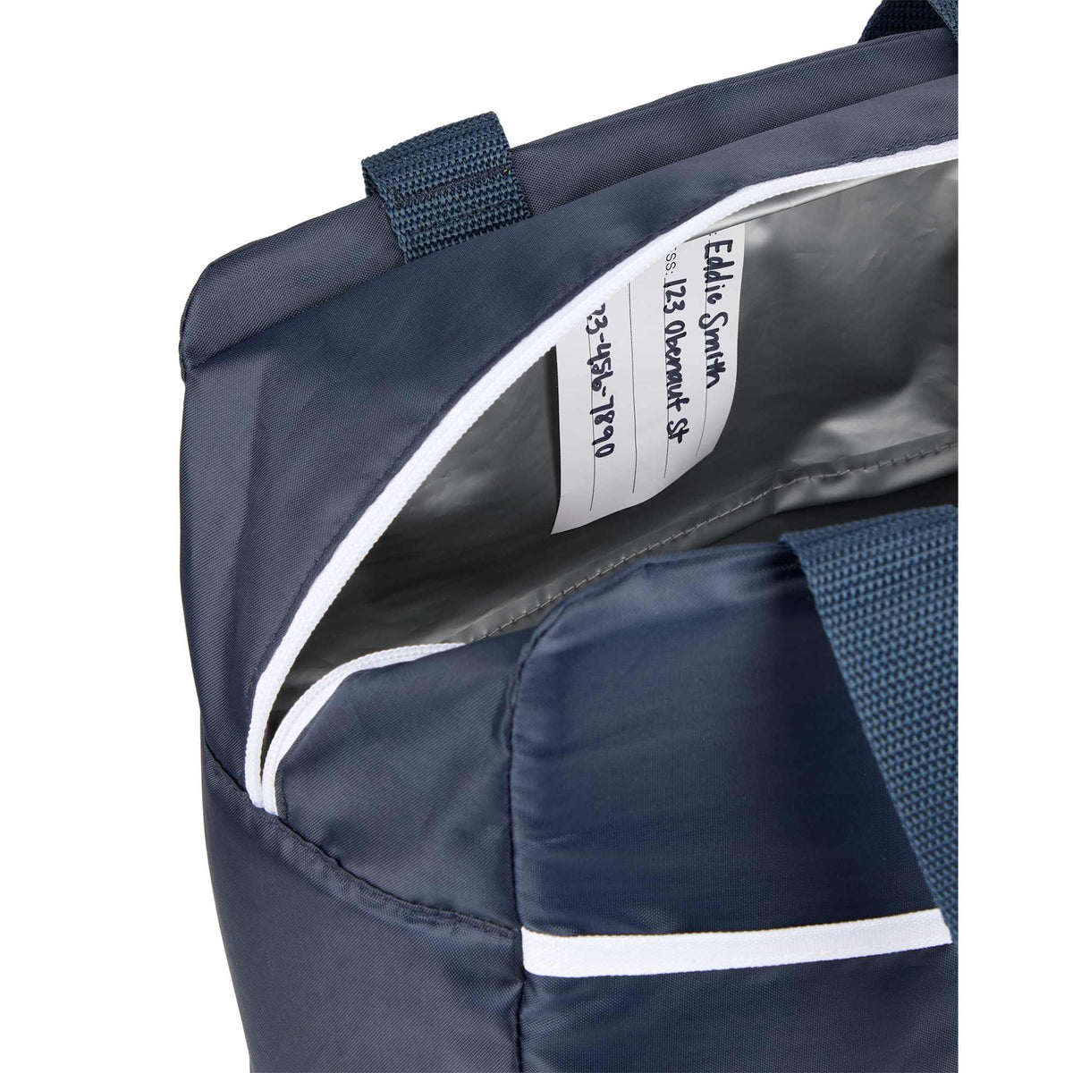 Sidecar Recycled Cooler with Bottle Pocket, 16 Cans Embroidery - Navy - Detail
