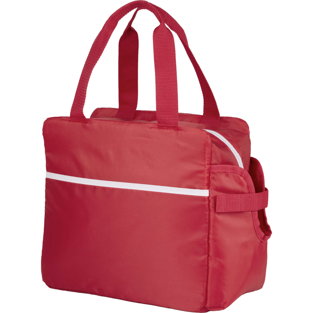 Sidecar Recycled Cooler with Bottle Pocket, 16 Cans Embroidery - Red - Left Angle