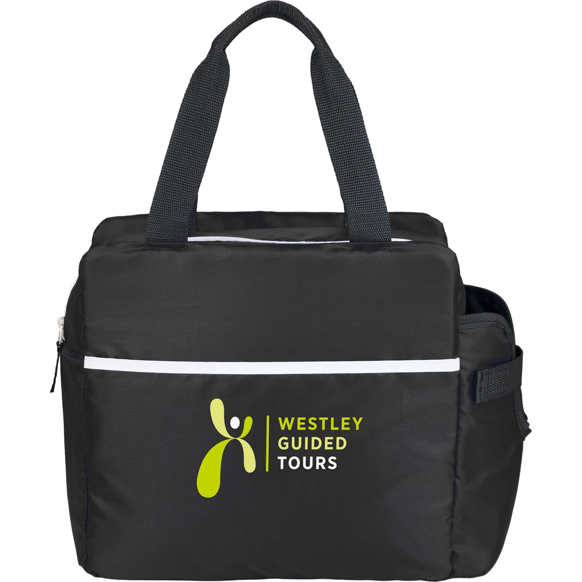 Sidecar Recycled Cooler with Bottle Pocket, 16 Cans Full Color - Black - Front
