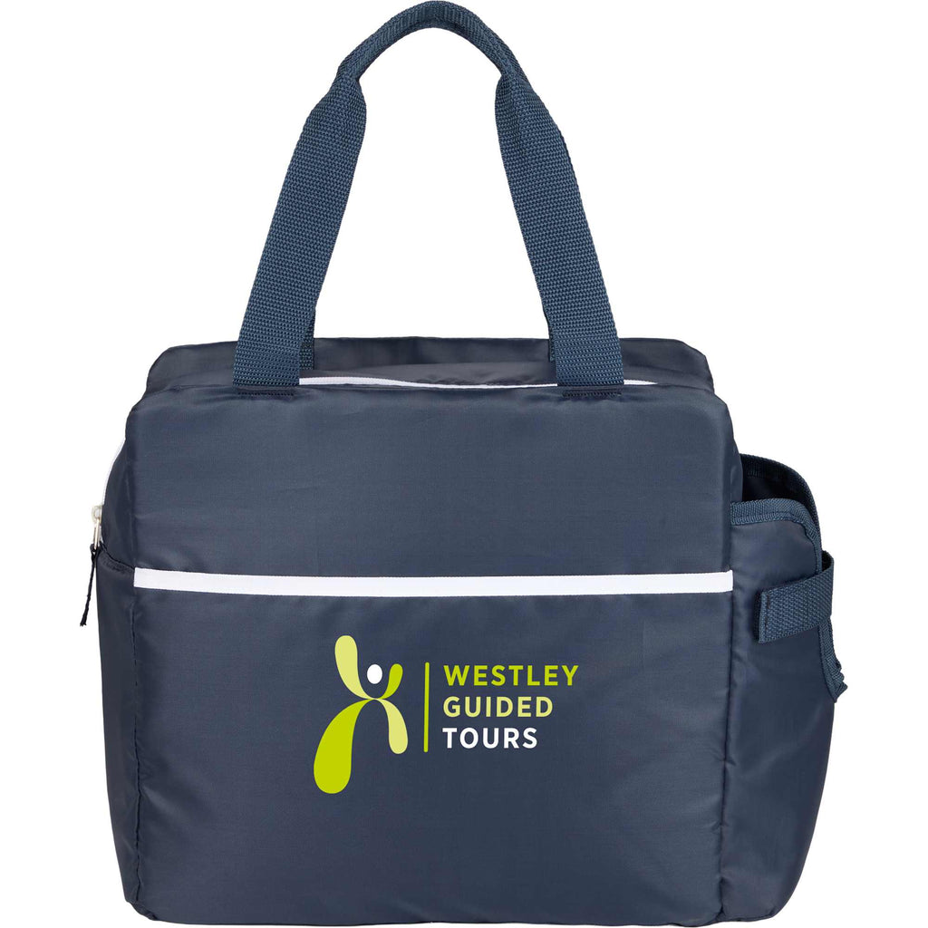 Sidecar Recycled Cooler with Bottle Pocket, 16 Cans Full Color - Navy - Front