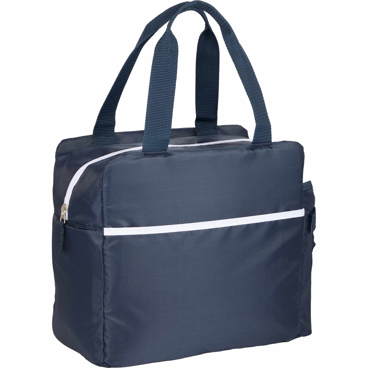 Sidecar Recycled Cooler with Bottle Pocket, 16 Cans Full Color - Navy - Right Angle