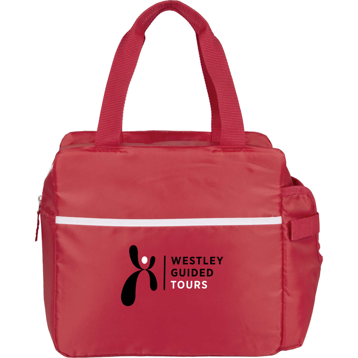 Sidecar Recycled Cooler with Bottle Pocket, 16 Cans Full Color - Red - Front