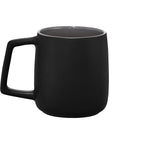 Sienna Matte Ceramic Mug with Gray Interior, 14 oz - Black - Back