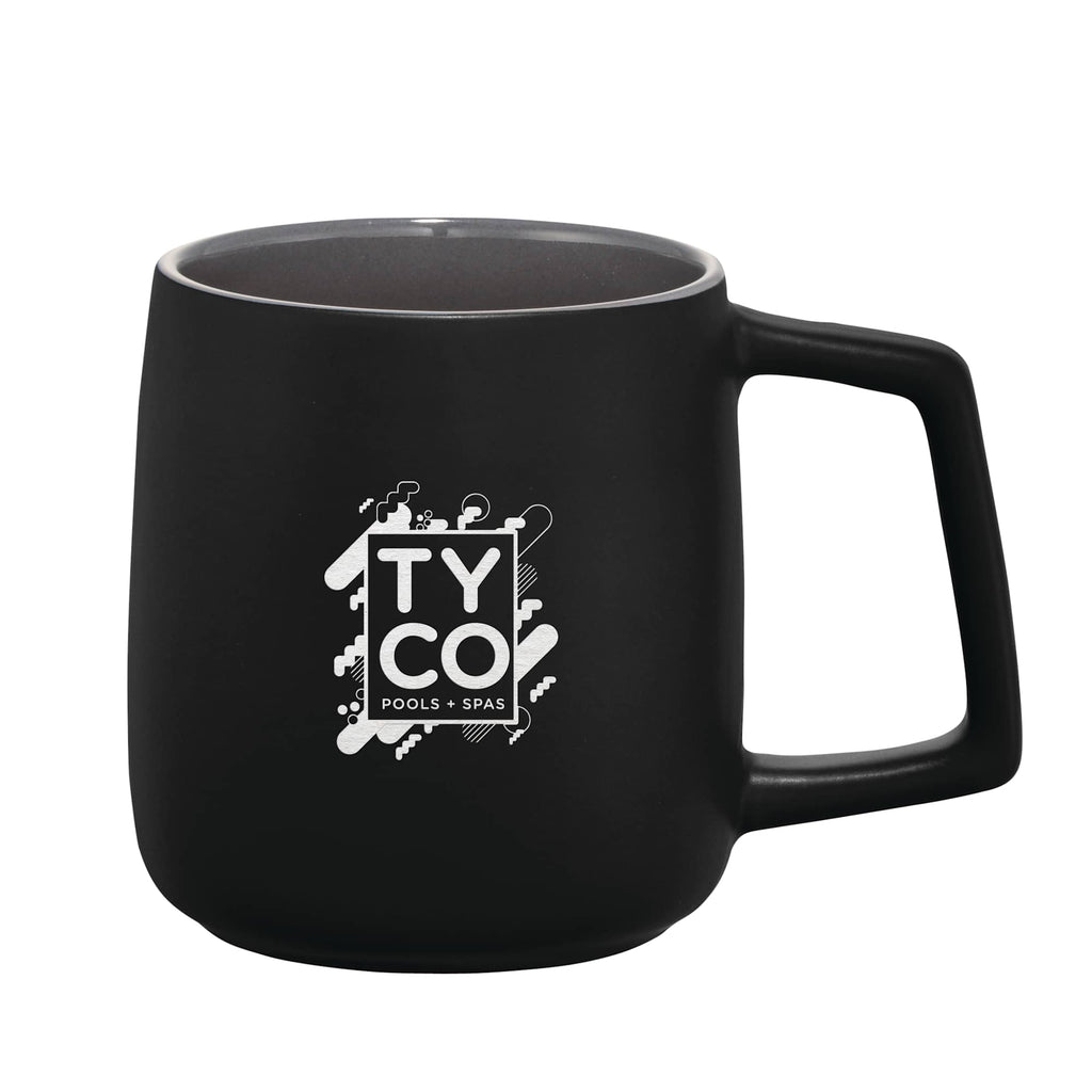 Sienna Matte Ceramic Mug with Gray Interior, 14 oz Laser Engraving - Black - Front