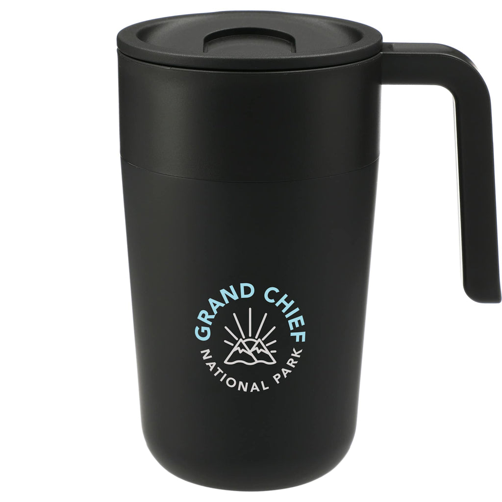 Sigrid Stainless Mug with Recycled Liner, 16 oz - Black - Front