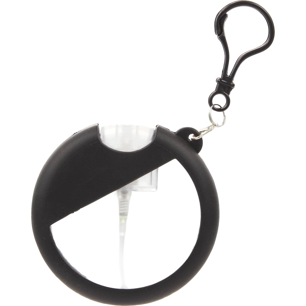 Silicone Bag Charm Hand Sanitizer Holder, Round - Black - Back