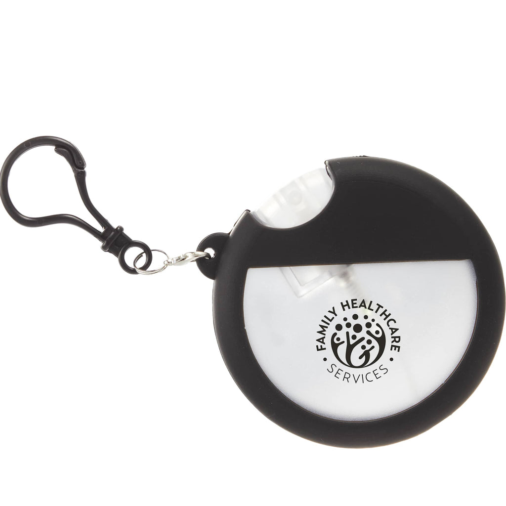 Silicone Bag Charm Hand Sanitizer Holder, Round - Black - Front
