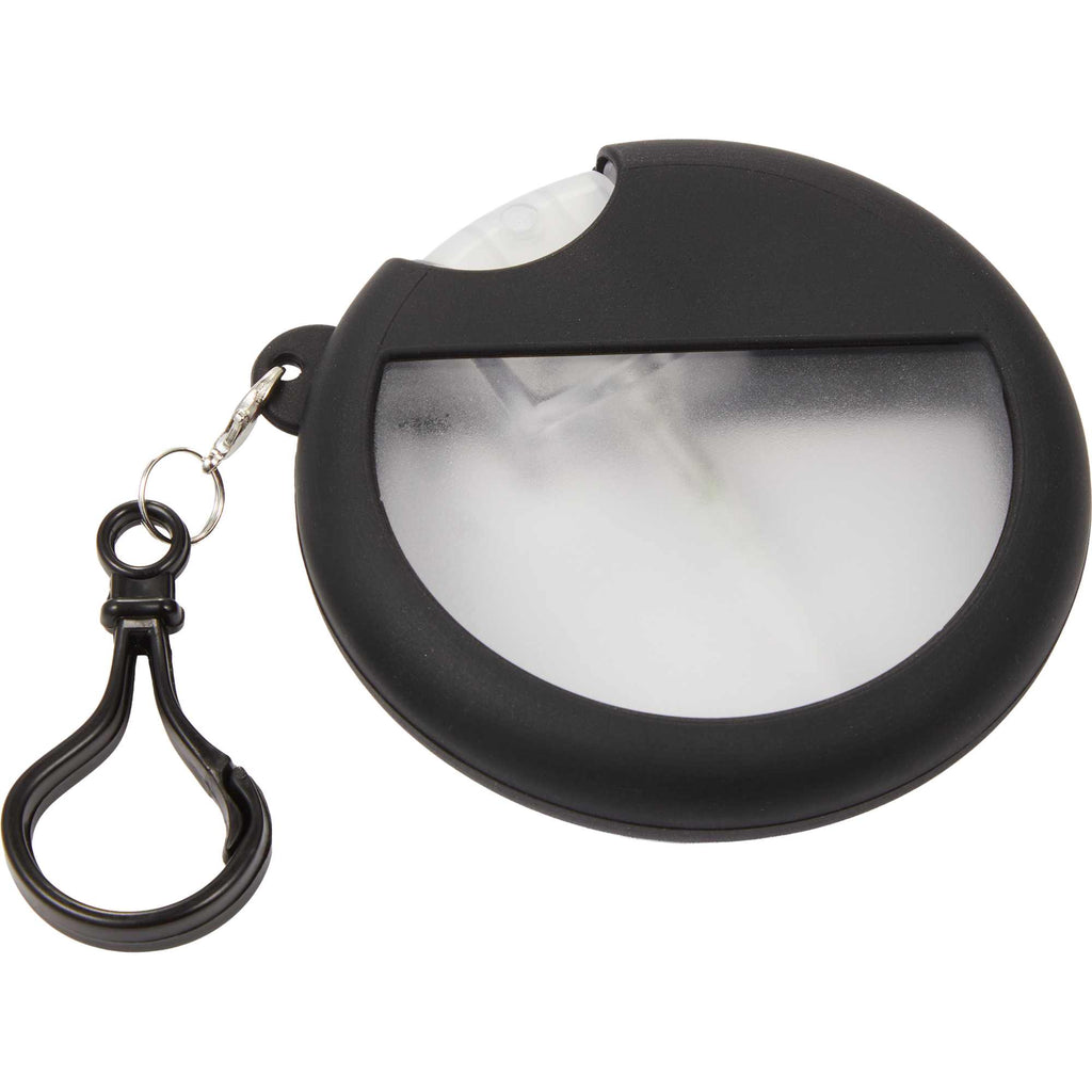 Silicone Bag Charm Hand Sanitizer Holder, Round - Black - Left Angle