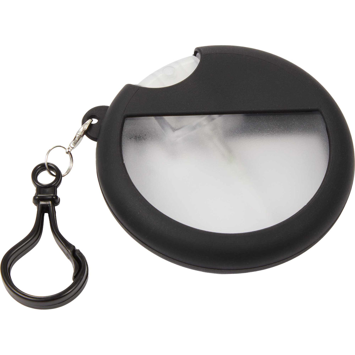 Silicone Bag Charm Hand Sanitizer Holder, Round - Black - Left Angle