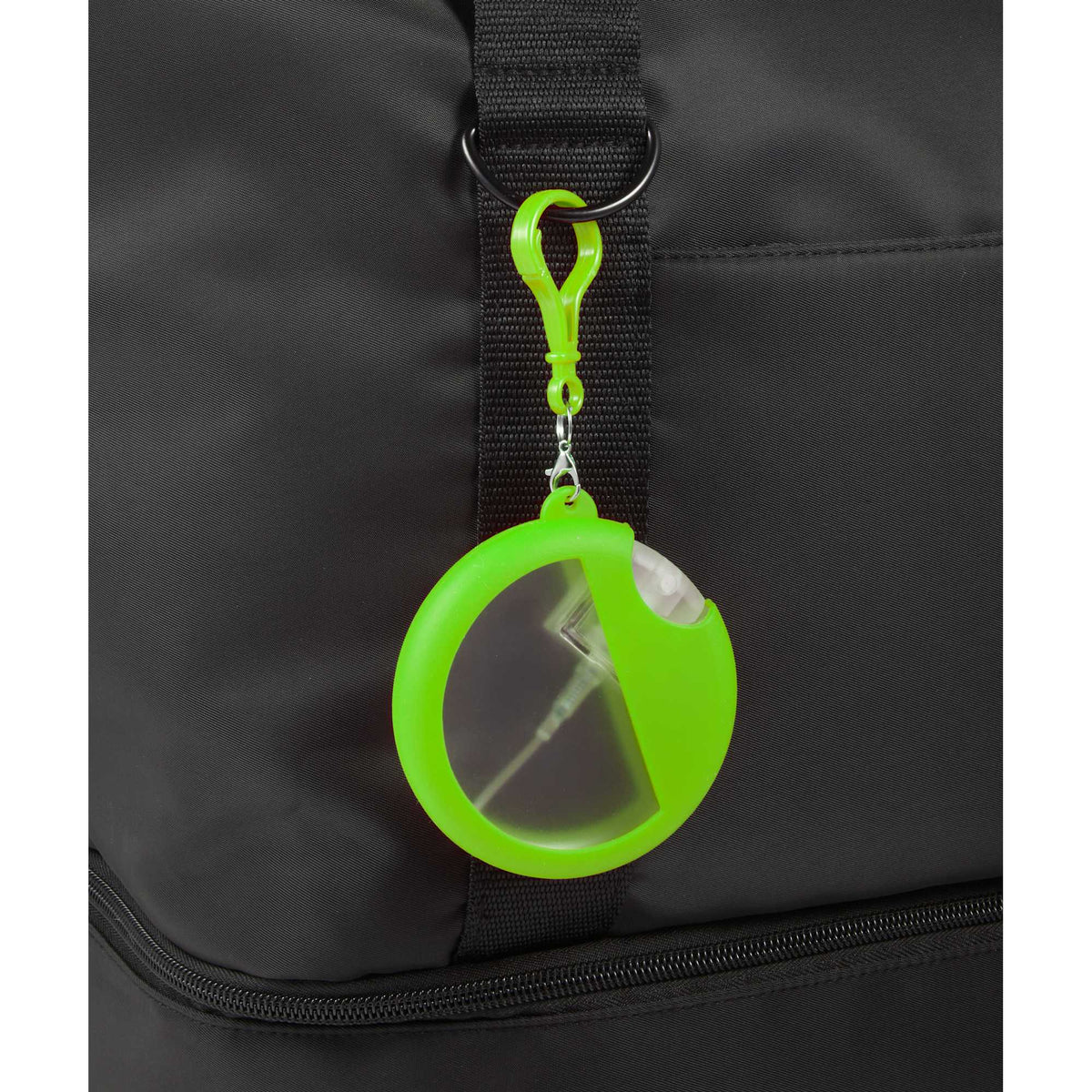 Silicone Bag Charm Hand Sanitizer Holder, Round - Lime - Detail