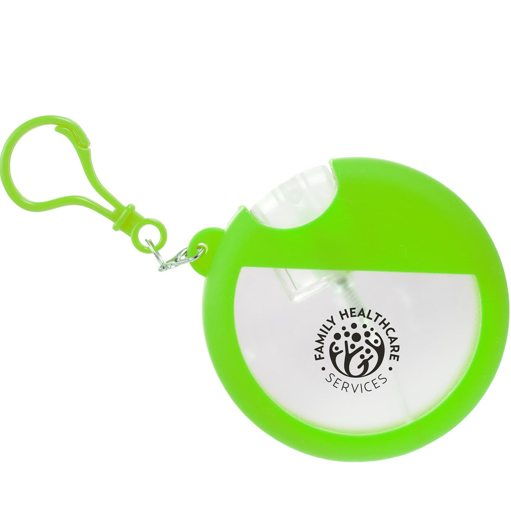 Silicone Bag Charm Hand Sanitizer Holder, Round - Lime - Front