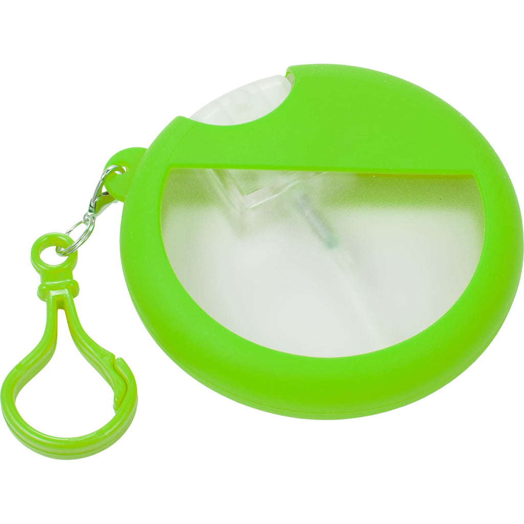 Silicone Bag Charm Hand Sanitizer Holder, Round - Lime - Left Angle