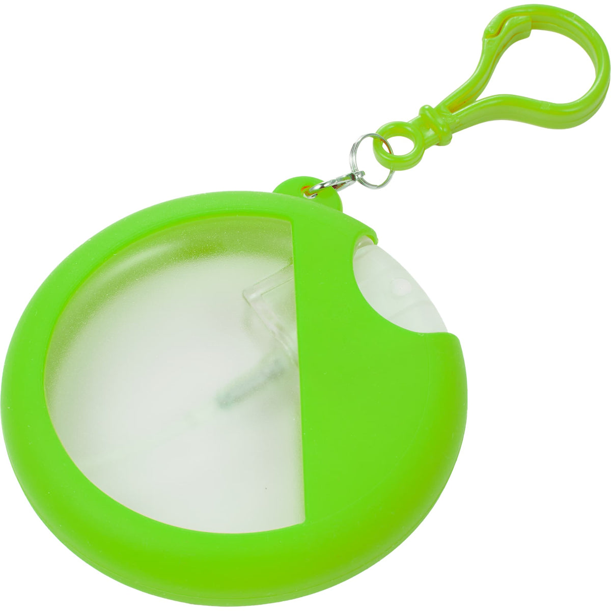 Silicone Bag Charm Hand Sanitizer Holder, Round - Lime - Right Angle
