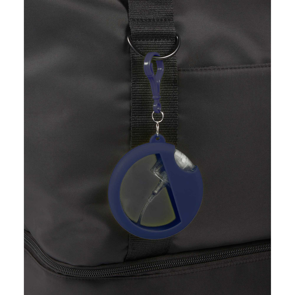 Silicone Bag Charm Hand Sanitizer Holder, Round - Navy - Detail