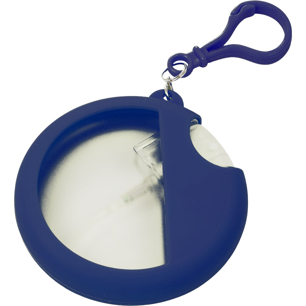 Silicone Bag Charm Hand Sanitizer Holder, Round - Navy - Right Angle