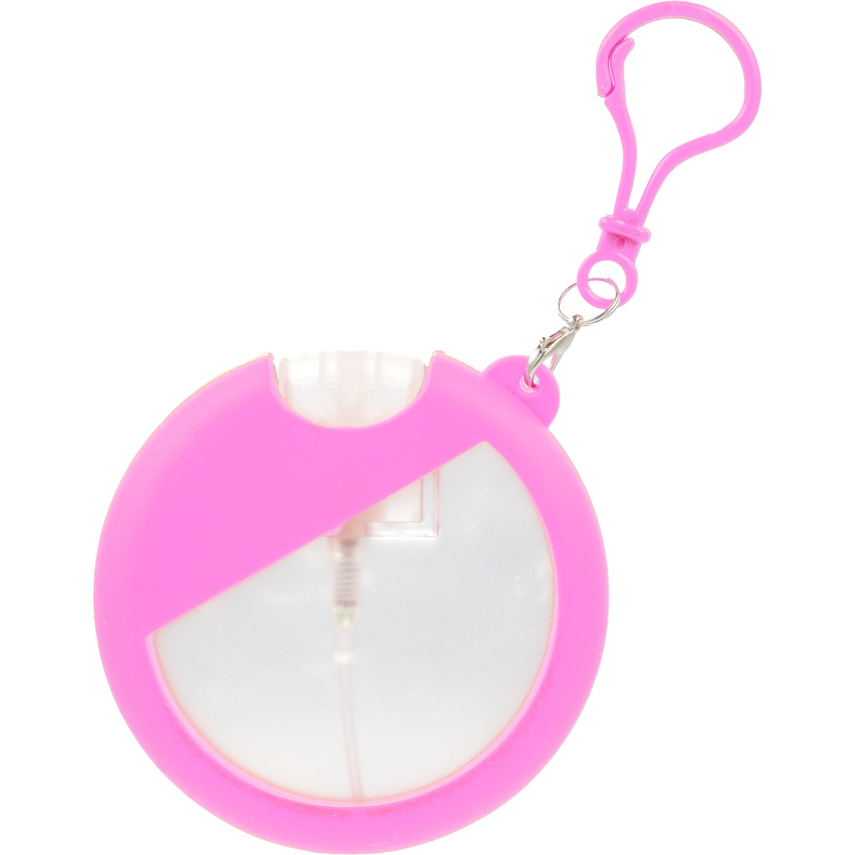 Silicone Bag Charm Hand Sanitizer Holder, Round - Pink - Back