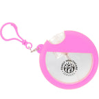 Silicone Bag Charm Hand Sanitizer Holder, Round - Pink - Front