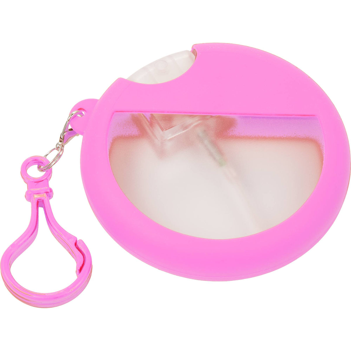 Silicone Bag Charm Hand Sanitizer Holder, Round - Pink - Left Angle