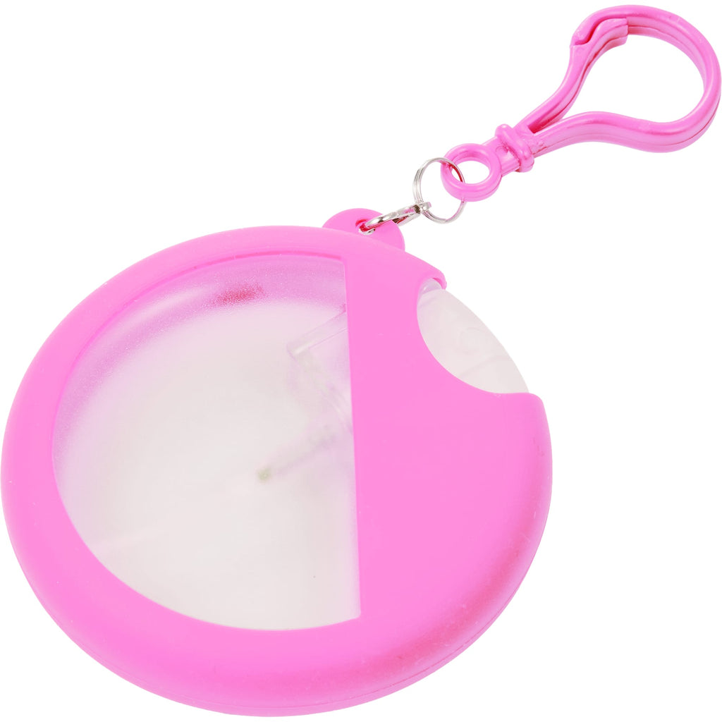 Silicone Bag Charm Hand Sanitizer Holder, Round - Pink - Right Angle