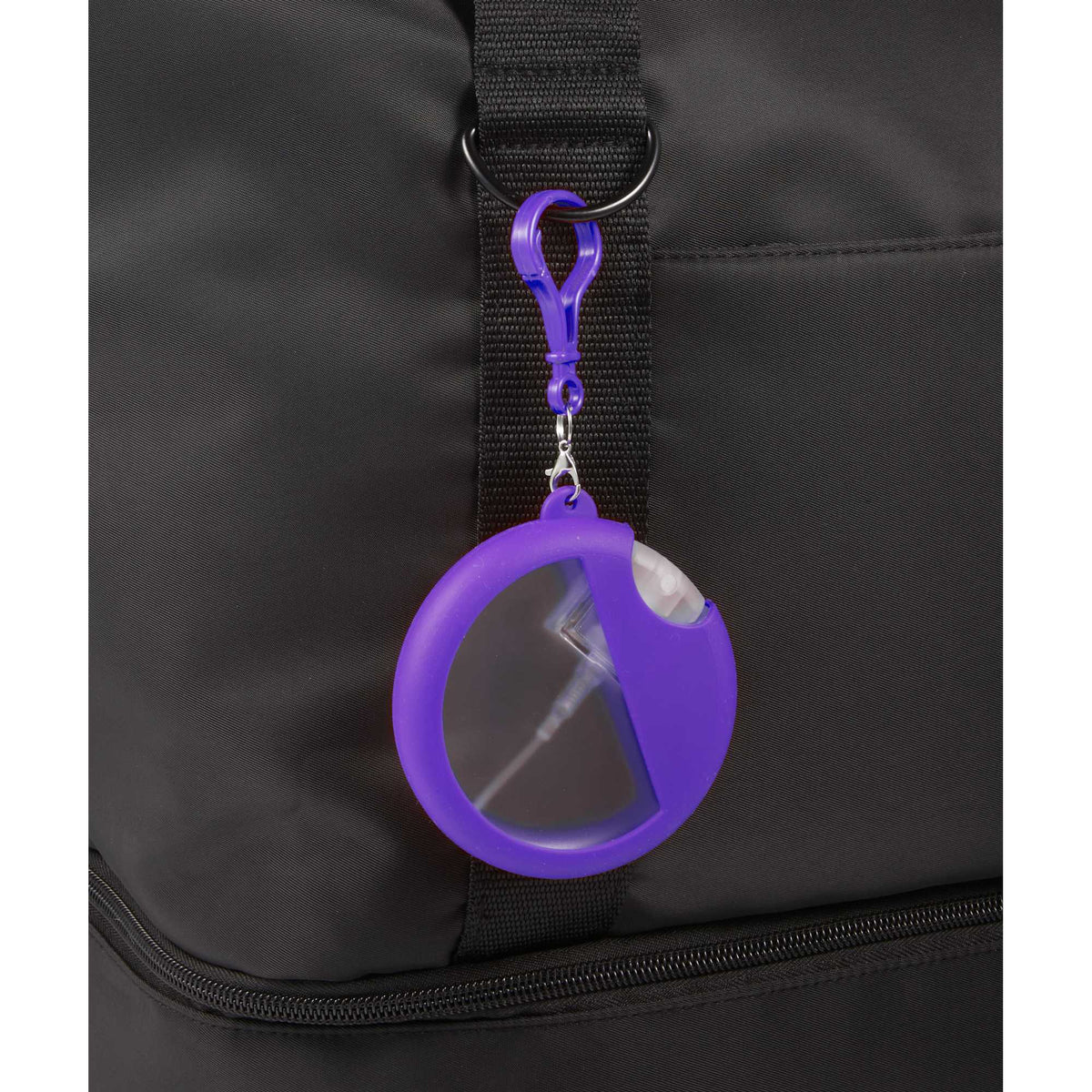 Silicone Bag Charm Hand Sanitizer Holder, Round - Purple - Detail