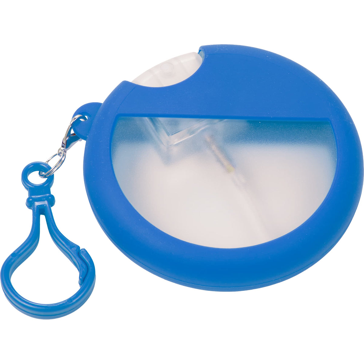 Silicone Bag Charm Hand Sanitizer Holder, Round - Royal Blue - Left Angle