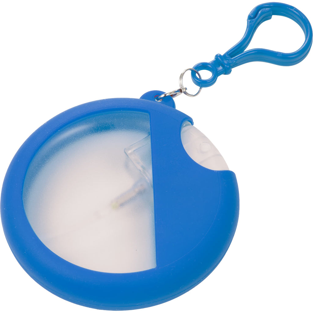 Silicone Bag Charm Hand Sanitizer Holder, Round - Royal Blue - Right Angle