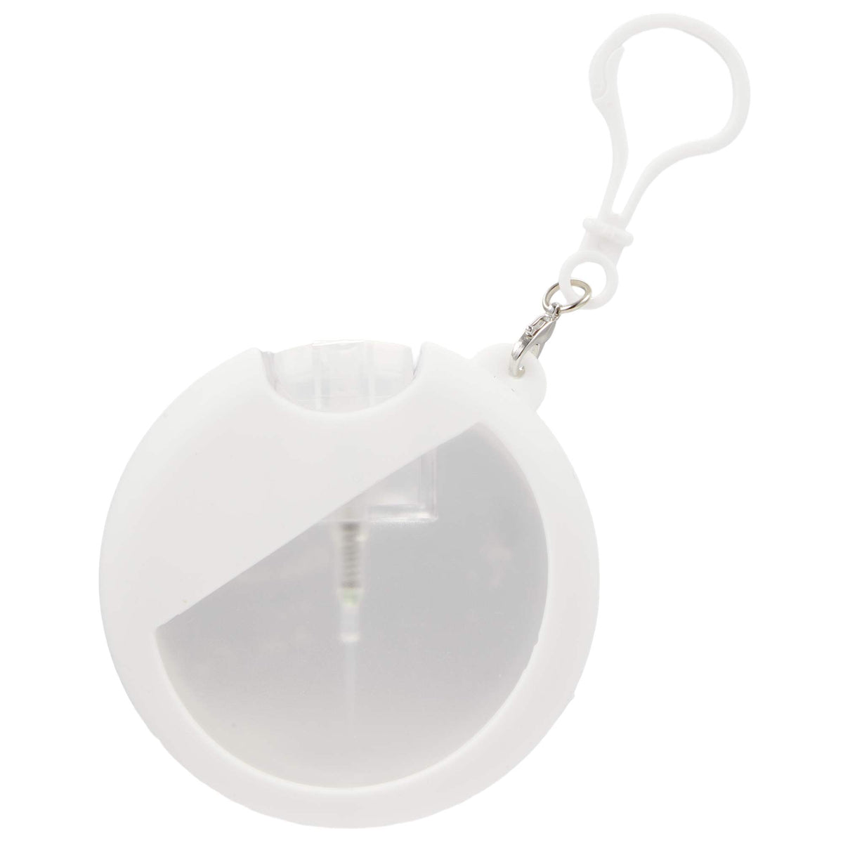 Silicone Bag Charm Hand Sanitizer Holder, Round - White - Back