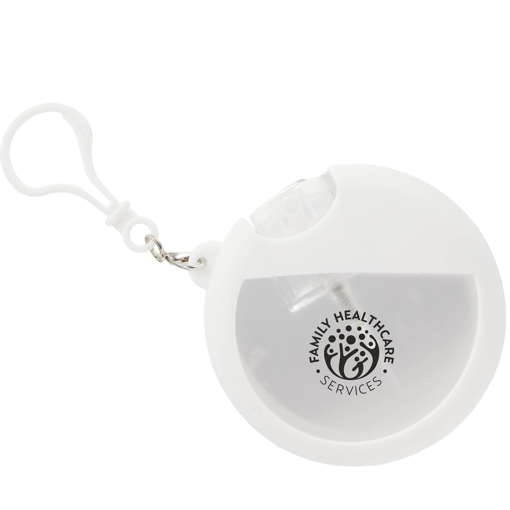 Silicone Bag Charm Hand Sanitizer Holder, Round - White - Front