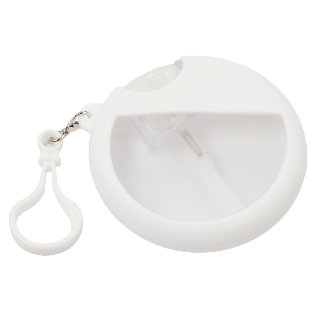 Silicone Bag Charm Hand Sanitizer Holder, Round - White - Right Angle