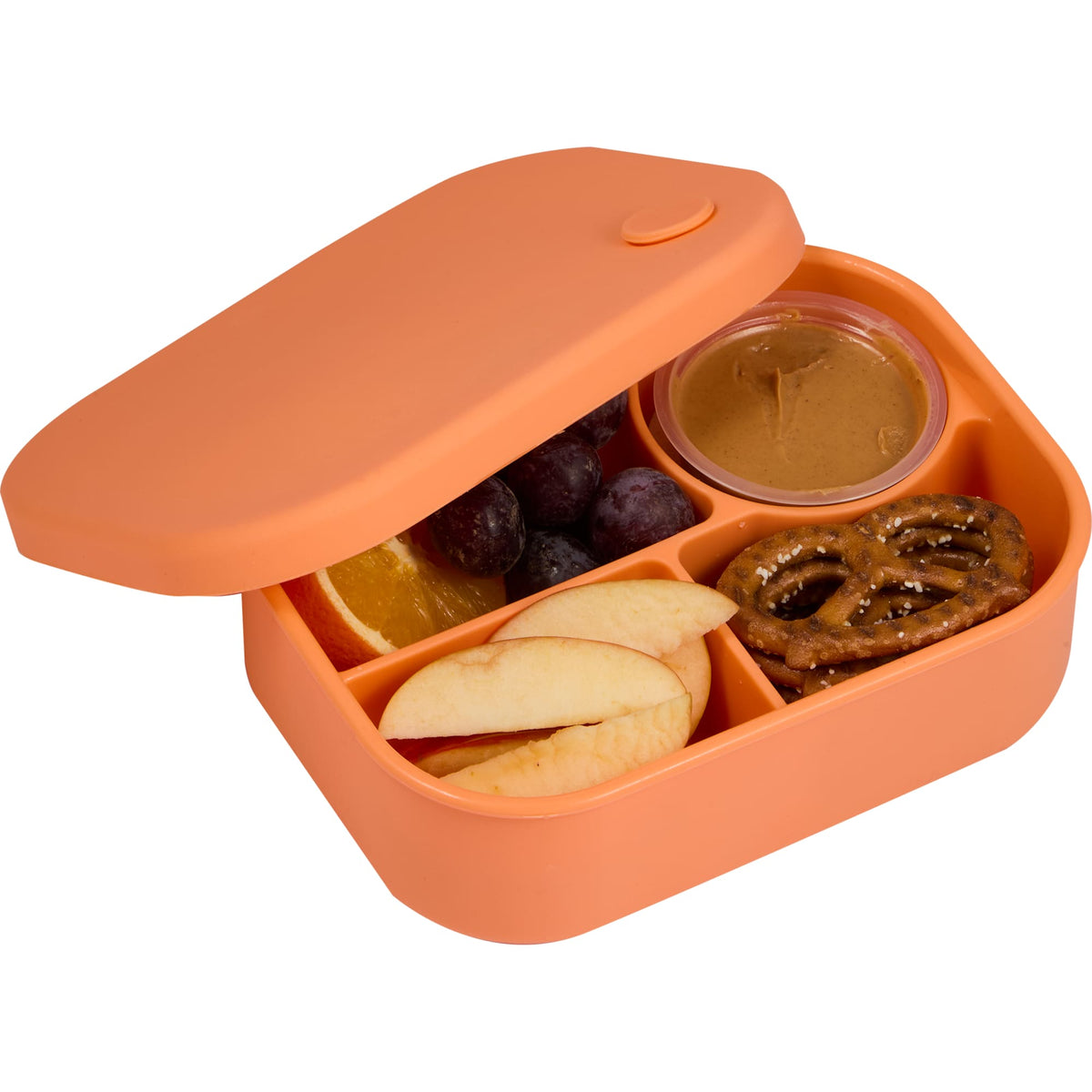 Silicone Bento Box with Four Compartments and Air Valve - Melon - Propped