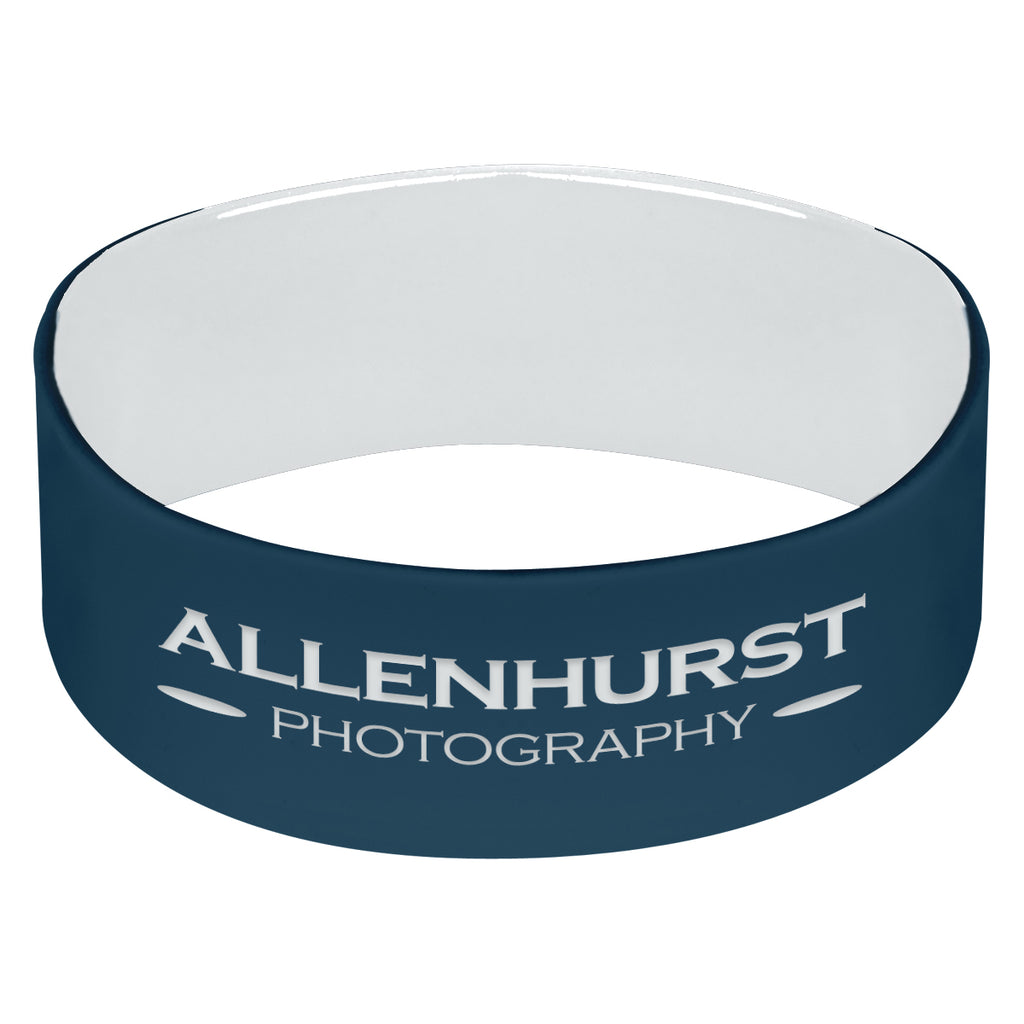Silicone Bracelet, 1 Inch - Navy - Laser
