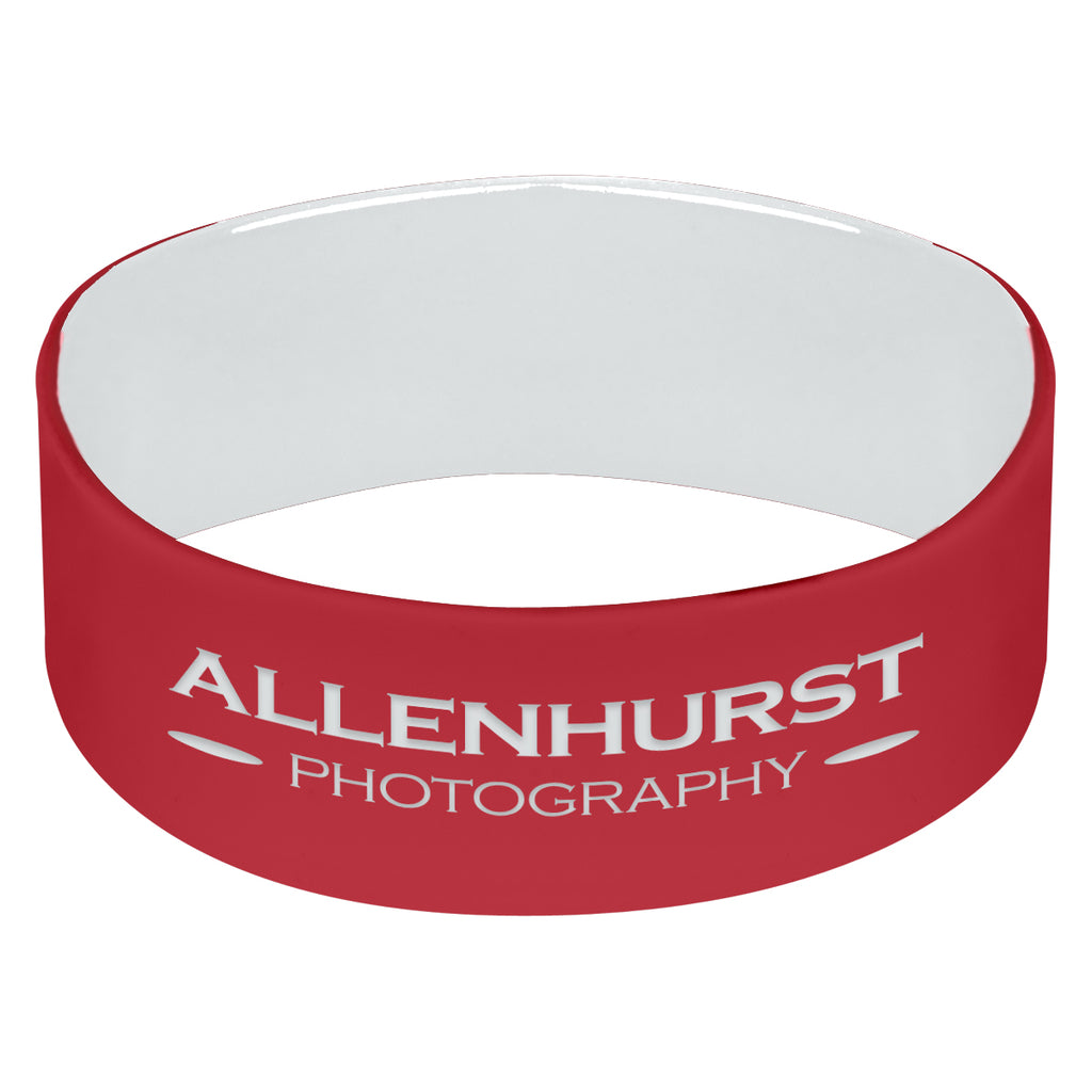 Silicone Bracelet, 1 Inch - Red - Laser