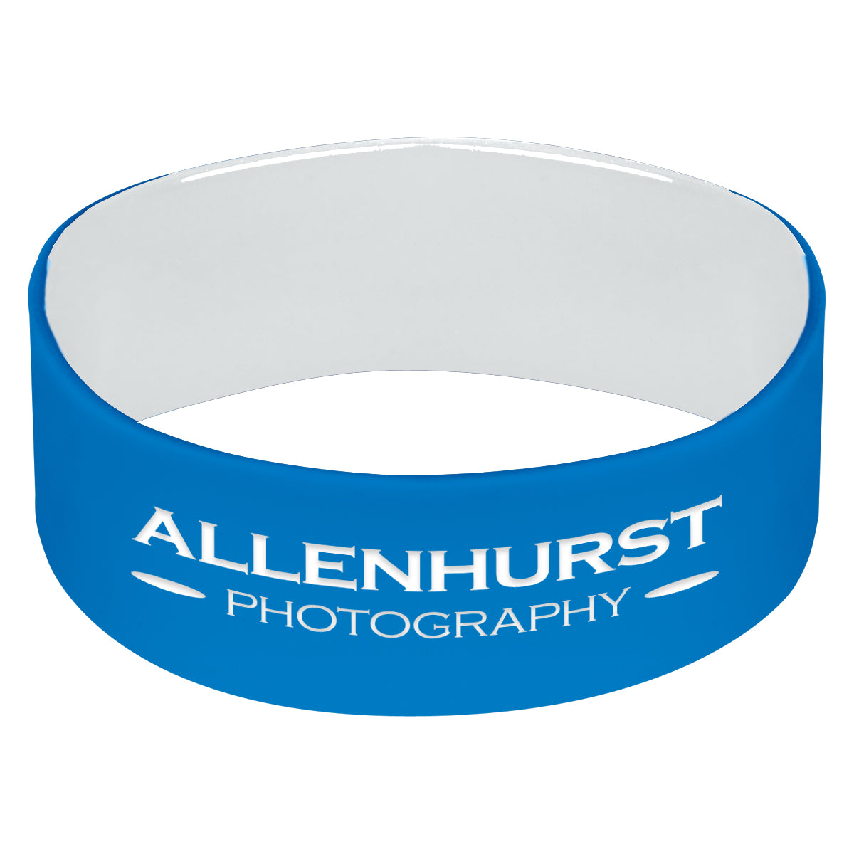Silicone Bracelet, 1 Inch - Royal/white - Laser