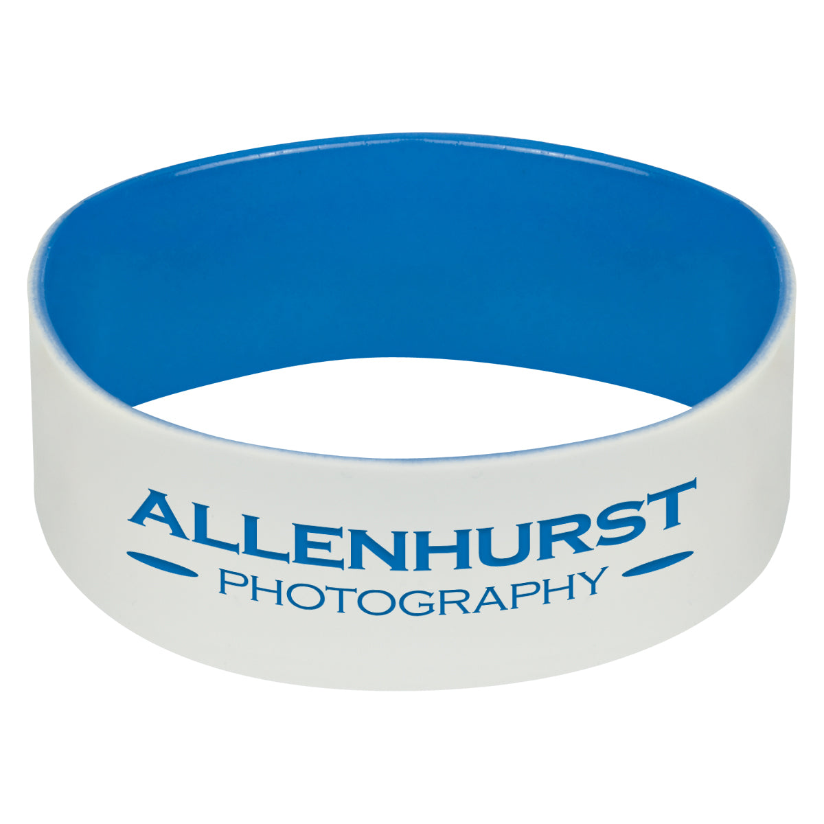 Silicone Bracelet, 1 Inch - White/royal - Laser