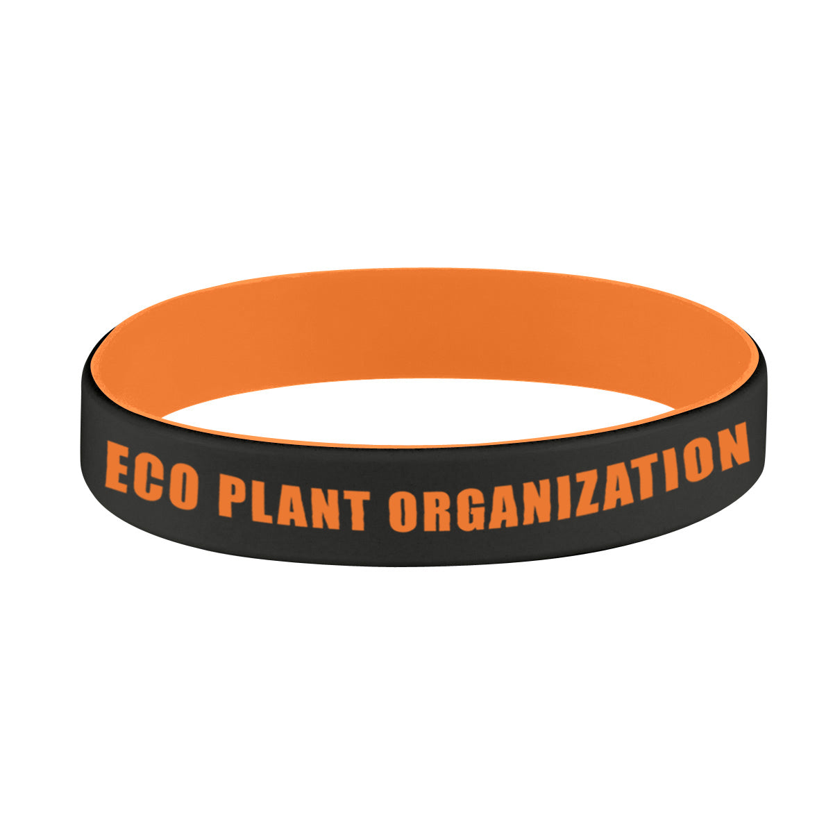 Silicone Bracelet with Colored Letters - Black with Orange - Laser
