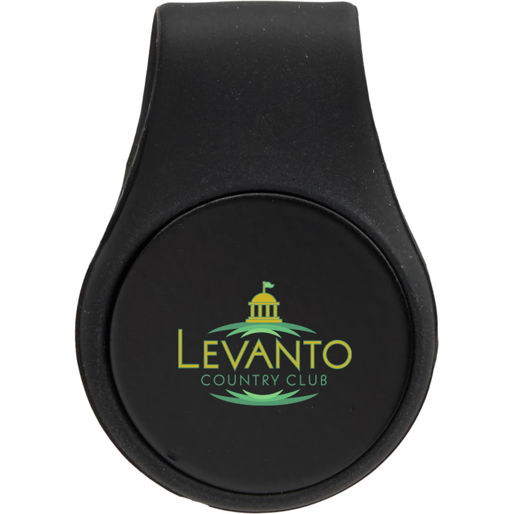 Silicone Brim Clip with Removable Ball Marker Laser Engraving - Black - Front Closed