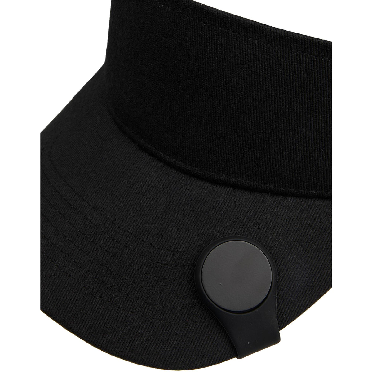 Silicone Brim Clip with Removable Ball Marker Laser Engraving - Black - Propped On Model Hat 2