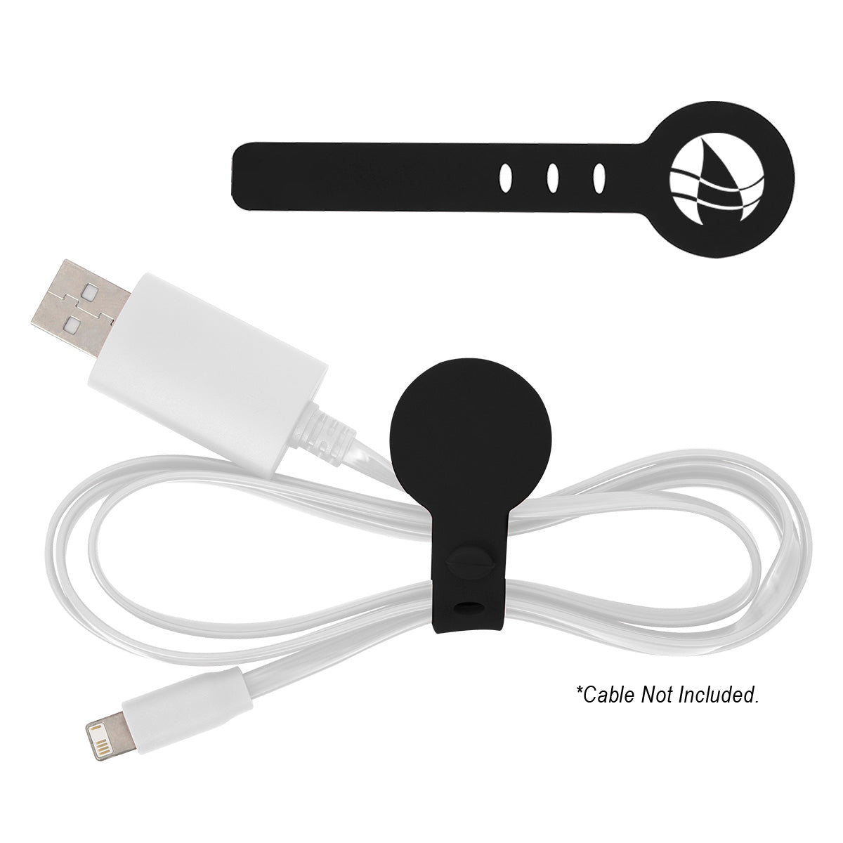 Silicone Cable Tie, Adjustable - Black - Silk Screen