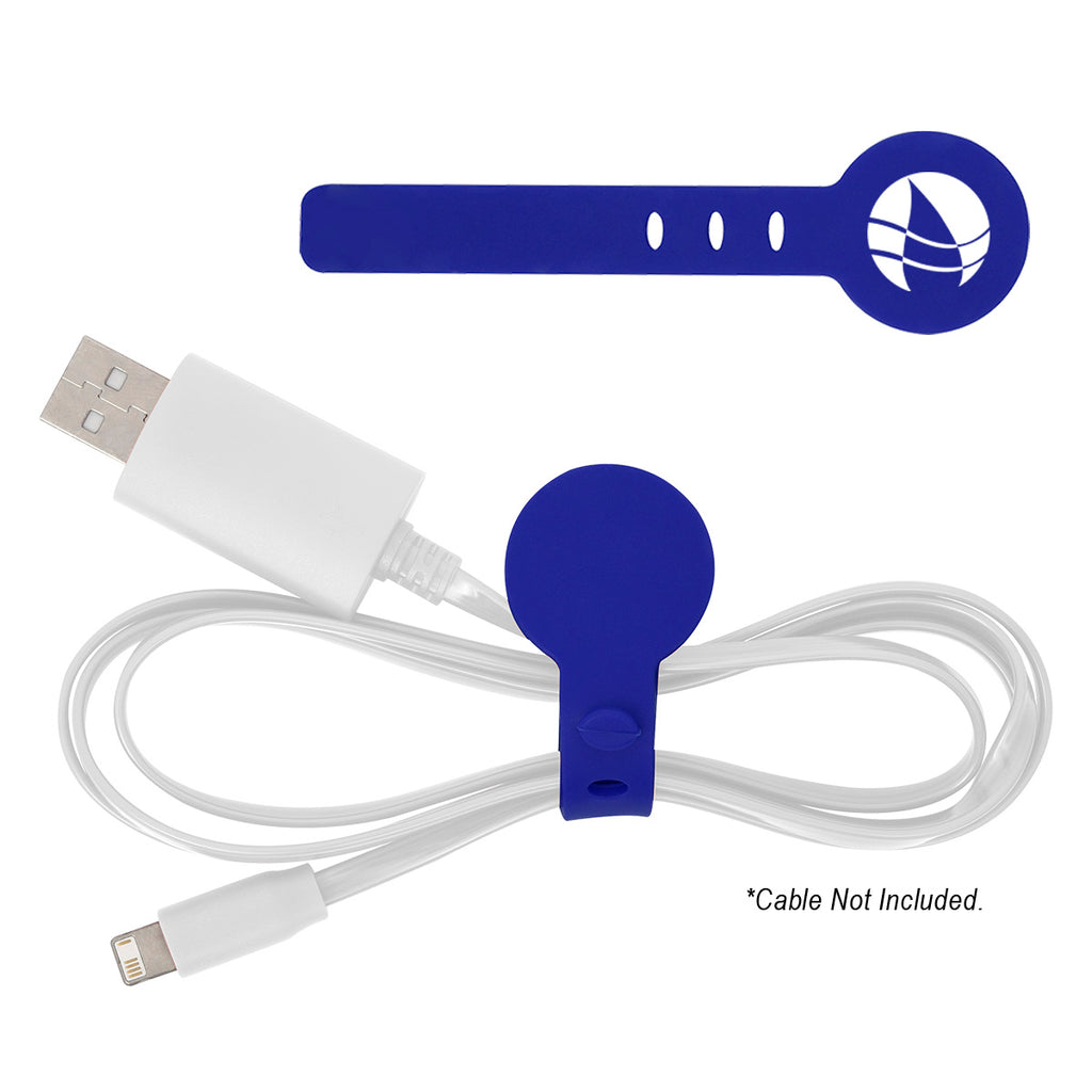 Silicone Cable Tie, Adjustable - Blue - Silk Screen