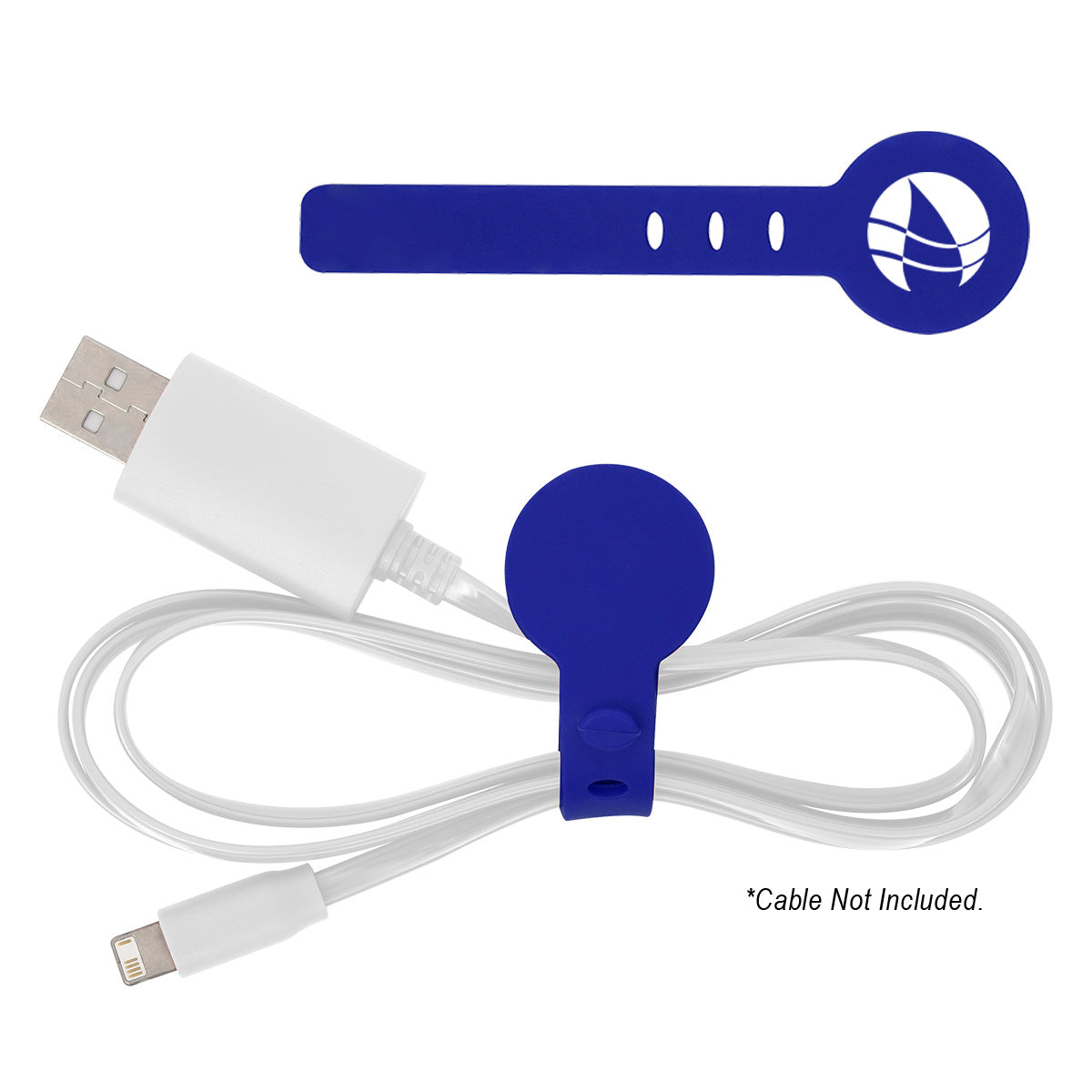 Silicone Cable Tie, Adjustable - Blue - Silk Screen
