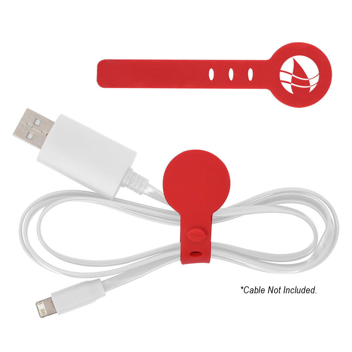 Silicone Cable Tie, Adjustable - Red - Silk Screen